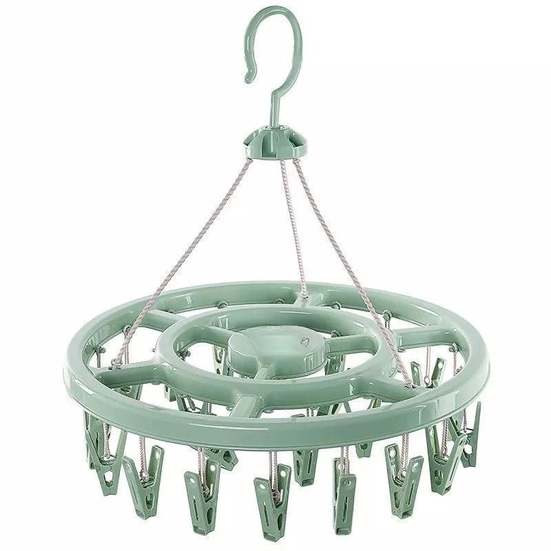 Percha de secado redonda a prueba de viento multi-clip de disco general percha de secado de ropa percha de secado de calcetines almacenamiento dormitorio de estudiantes