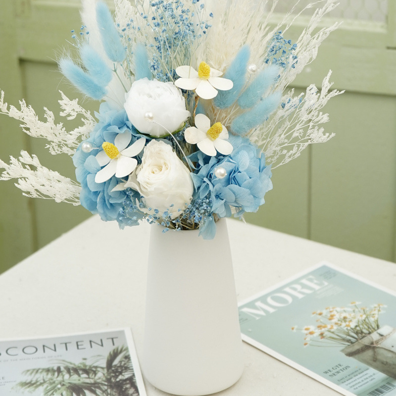 Bouquet de fleurs séchées rose éternelle et gypsophile déco_voghion.com