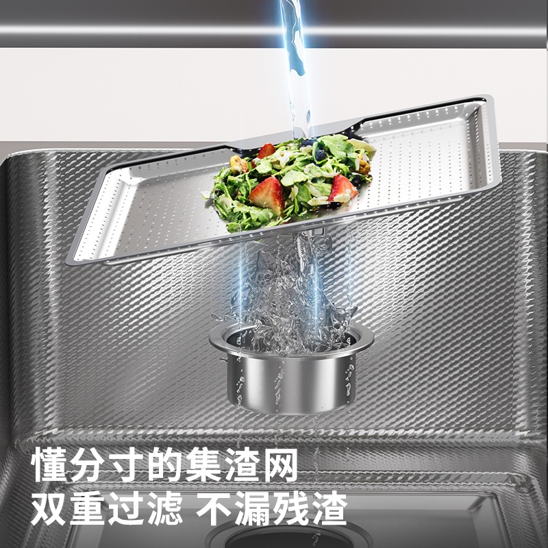 Fregadero de Cocina de un Seno con Textura Grabada SUS304 de Acero Inoxidable