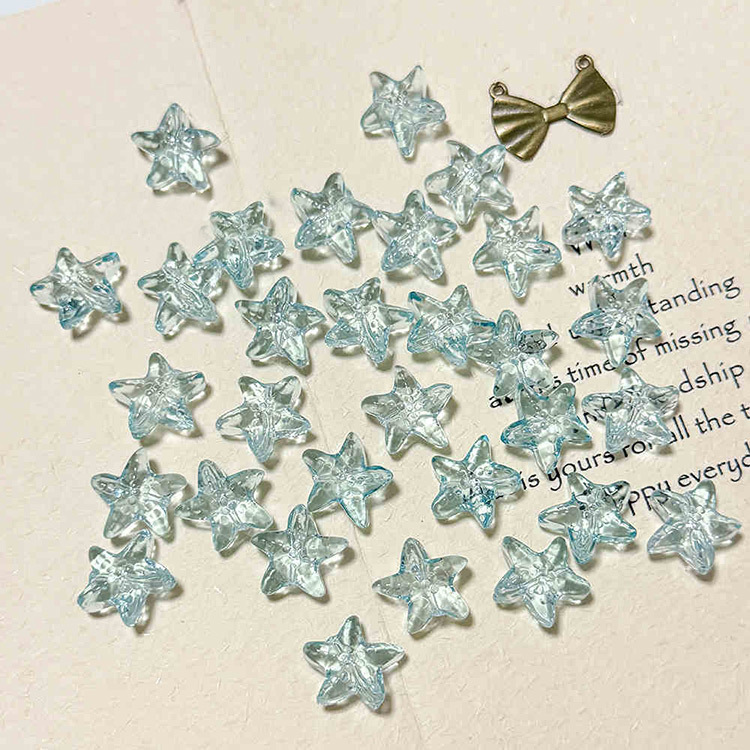 Adorable gorda inns esmaltado de vidrio transparente de estrella de mar DIY material de pulsera de collar de cuentas hechas a mano