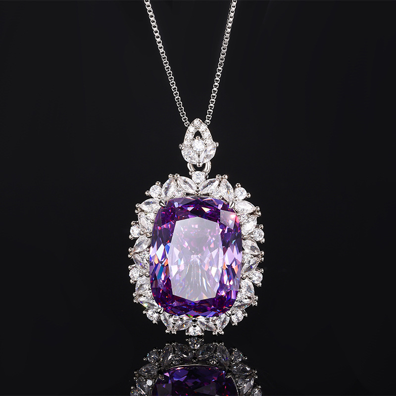 2024 Nuevo Zhuang Shengsheng Jewelry Fondo de cobre chapado en oro simulación nido de pájaro corte temperamento de diamante púrpura traje 15*20-10*12