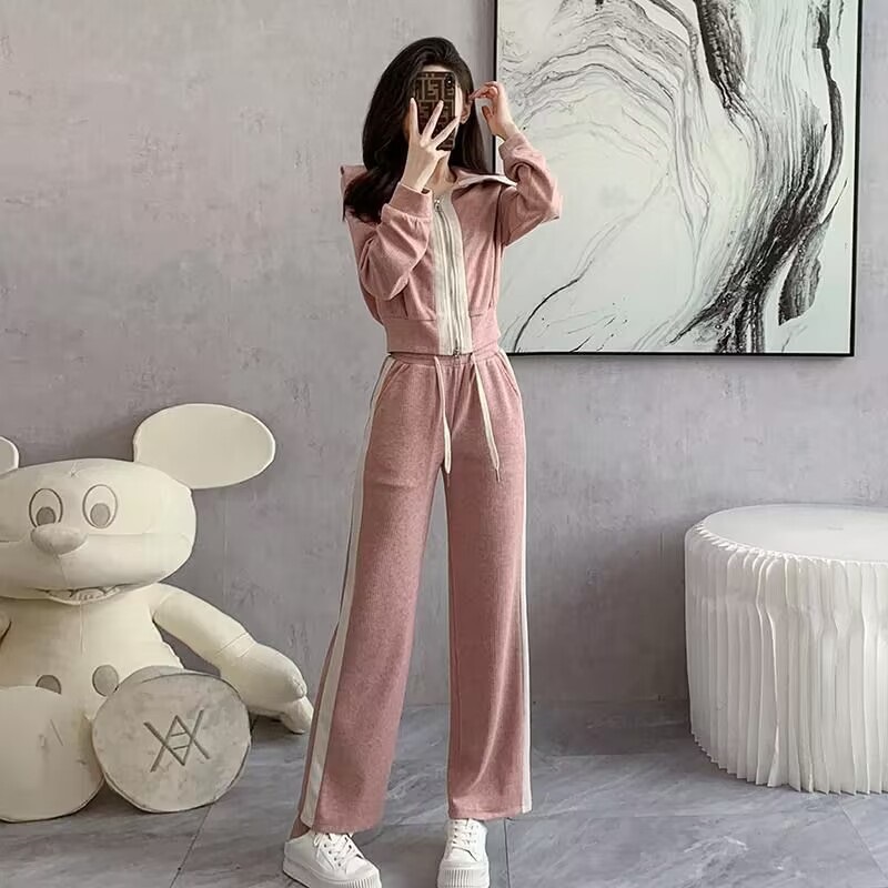 Casual Sports Suit Women's Early Autumn 2025 New Jacket Wide-Leg Pants Fashionable Two-Piece Set Trendy # 832