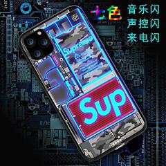 新型led音響制御フラッシュiphone15着信発光ガラス携帯ケース知能適用アニメ保護カバー