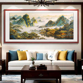 背有靠山立体浮雕山水画挂画客厅沙发背景墙装饰画聚财饭厅风景画