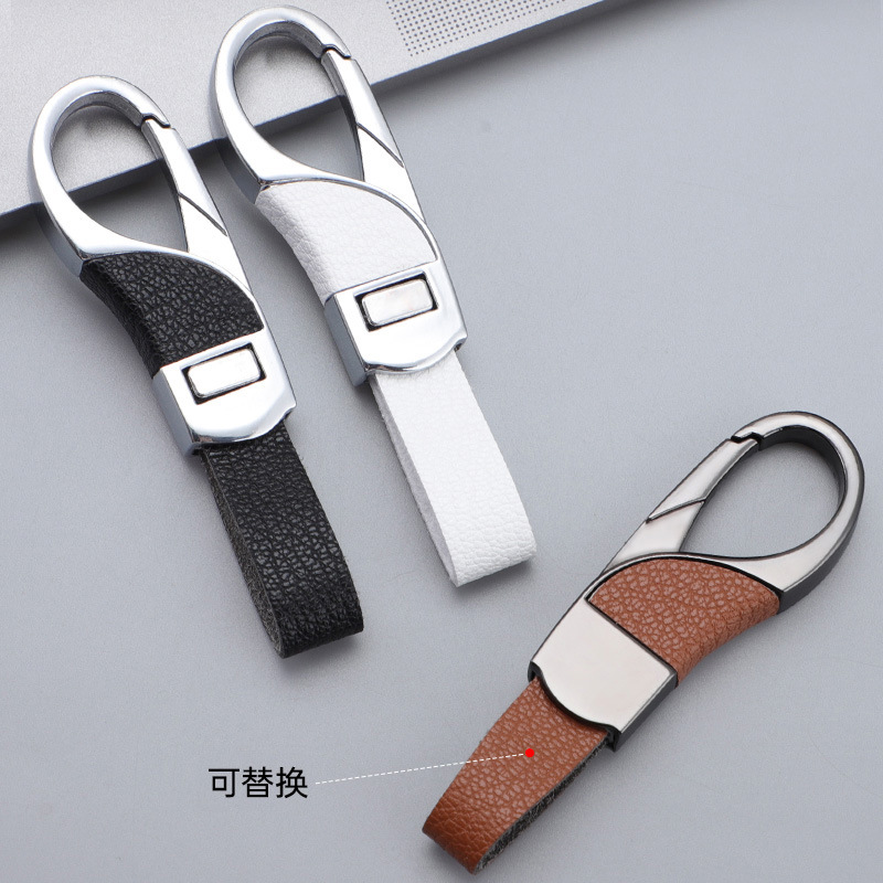 2024 llavero de coche transfronterizo explosivo, botón a presión de cuero de alta gama, colgante de llavero de negocios simple y personalizado