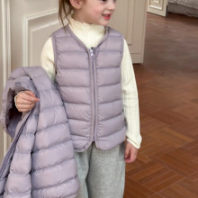 儿童轻薄羽绒保暖马甲背心秋冬男女童90白鸭绒内胆坎肩宝宝羽绒