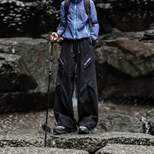 户外机能风工装裤女防水透气登山裤撞色多口袋阔腿休闲裤一件代发