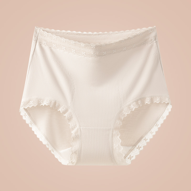 Cálido, cintura alta, abdomen, encaje sin costuras, ácido poliláctico, entrepierna antibacteriana, parche grueso de invierno, ropa interior de algodón cálido, damas.
