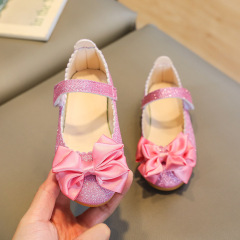 Children's Cross-border Foreign Trade Glitter Princess Shoes with Bow Ties, Single Shoes for Girls, Factory Direct Sale for Baby Performances