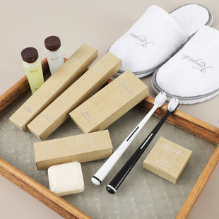 B&B Hotel Soft-Bristle Toothbrush and Toothpaste Set Disposable Supplies Kraft Paper Card Box Labeling Toiletries Set