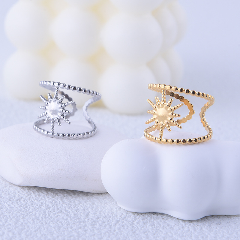 Fashion Sun Titanium Steel Plating Open Ring 1 Piece