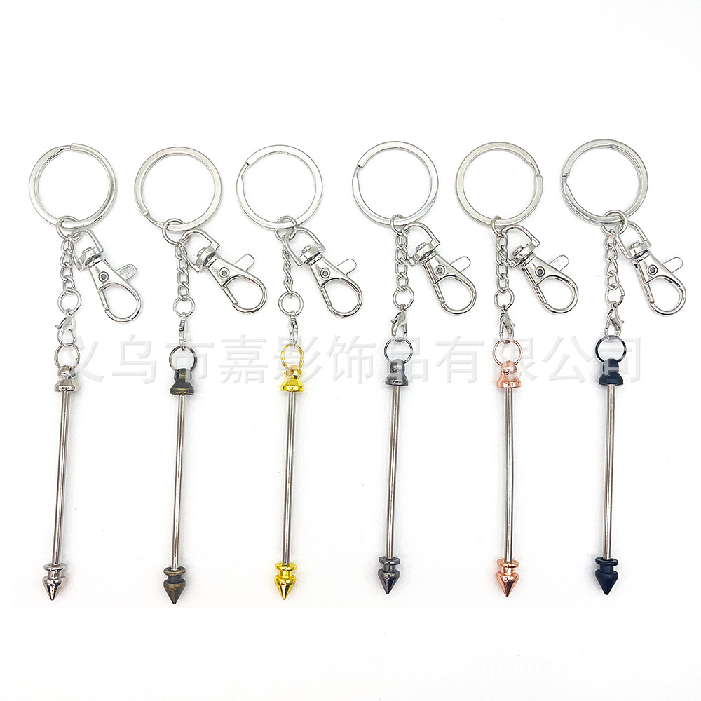 Amazon Venta caliente bala de metal con cuentas llavero pequeña langosta hebilla cadena colgante llavero
