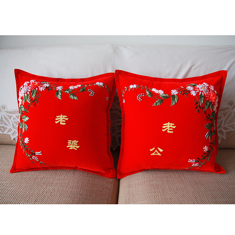 Jinhao bordado fábrica al por mayor hecho a mano bordado Cruz puntada DIY cinta bordado cojín almohada Guangzhou 04