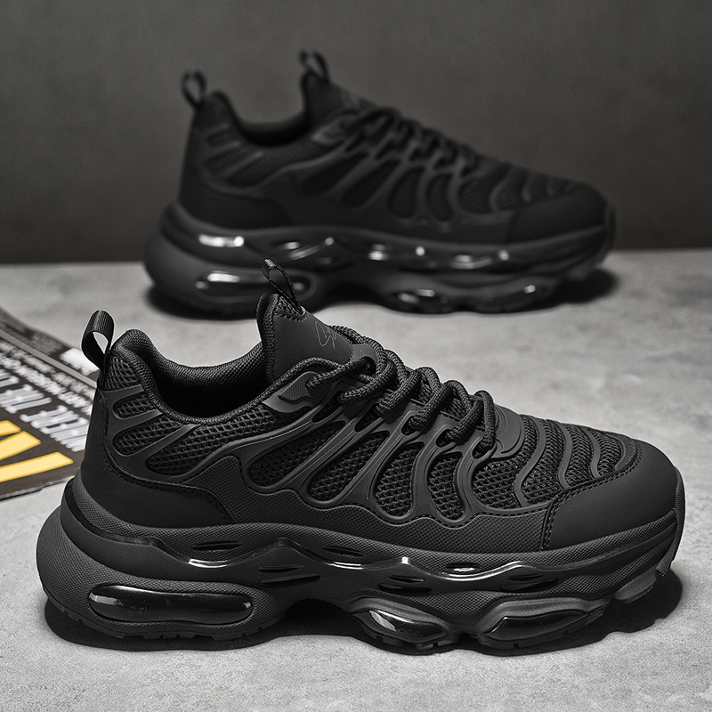 Zapatos de hombre de samurai negro verano respirado de malla de alta calidad deportiva ocio para correr cojín de aire aumentado con suela gruesa zapatos de moda
