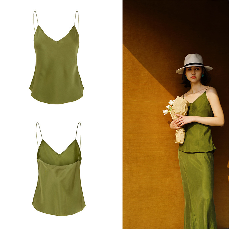 Comfortable Copper Ammonia V-Neck Small Sling Niche Designer Fairy Cool Straight Loose Top Vest for Women