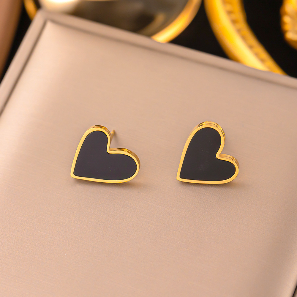 304 Stainless Steel Pendant Material Acrylic Inlay Material Necklace Classification 304 Stainless Steel Chain Material PVD Coated Real Gold Plated 18K Gold Heart Shape 304 Stainless Steel Sweet Waterproof Non Tarnish 304 Stainless Steel Necklace