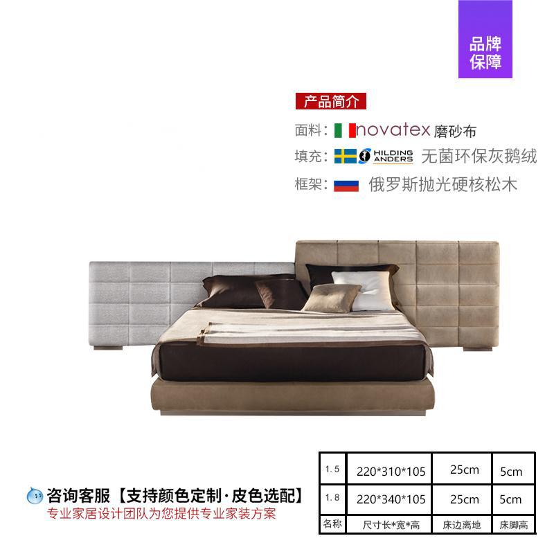Italia minimalista Lawrence cama de tela esmaltada dormitorio villa de diseño gran piso plano viento crema 1.8 cama de matrimonio doble image 8