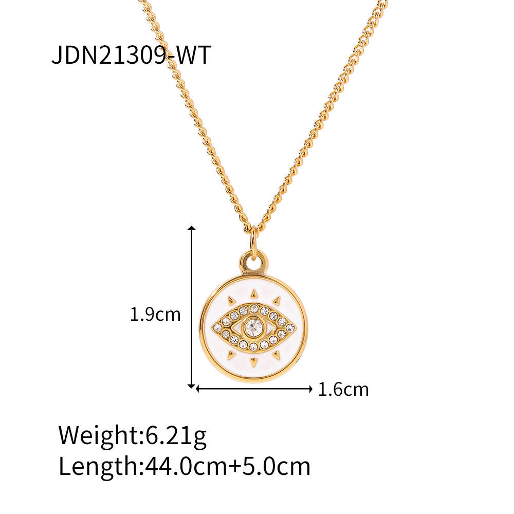 Fashion Devilu0027S Eye Stainless Steel Plating Artificial Diamond Pendant Necklace