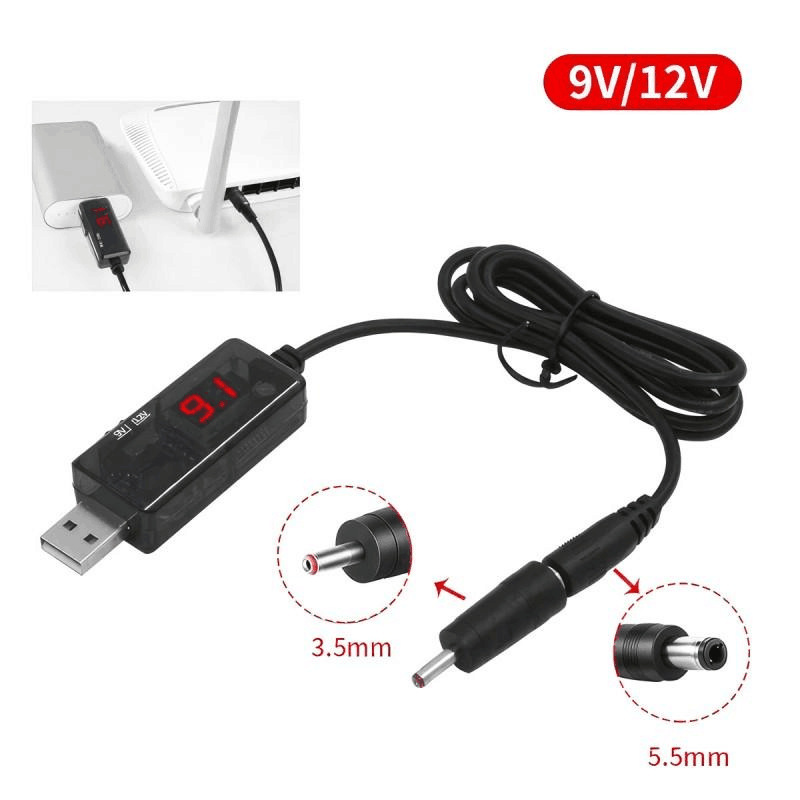 USB to Dc5.5/3.5Mm Router Optical Cat Boost Cable 5V Booster to 9V12V Charging Cable Adjustable Voltage
