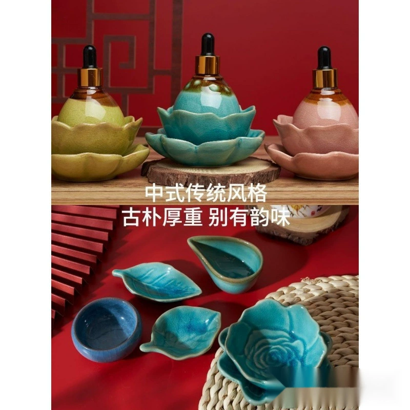 Курсовая бутылка масел для спа essential oil? 'Spa essential oil bottle bottle courtyard essential oil ceramic blending small bowl Thai saucer pot spa tray matching color'