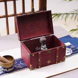 定制木质礼盒桌面首饰包装盒带锁小木盒子木制收纳盒木盒包装長形