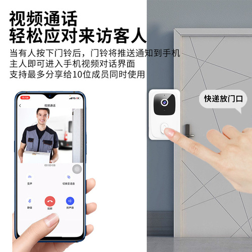 Visual intercom doorbell graffiti WiFi low-power wireless smart doorbell home long distance night vision two-way intercom