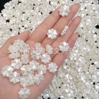 15mm仿珍珠立体四叶草爱心珠DIY 奶油胶手机壳手链手工饰品树脂珠