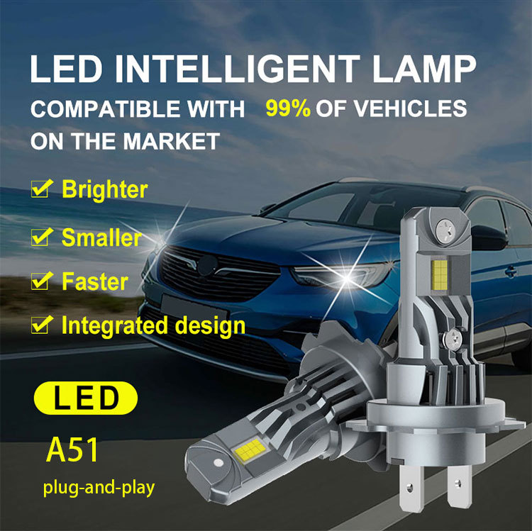 Cross-Border A51 Direct Plug-In High-Power Led Headlight H1H7H4H11Hb3 Ultra-Bright Integrated 1:1 Modified Car Light
