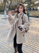 羊羔毛加厚外套女2025冬新款仿貂绒大衣棉衣服皮毛一体绒上衣BF潮