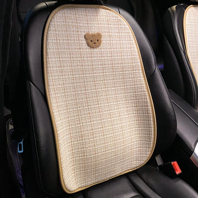 Car seat cushion universal four Seat cushion, seat cover - cream-bear-linen-cushion-backrest