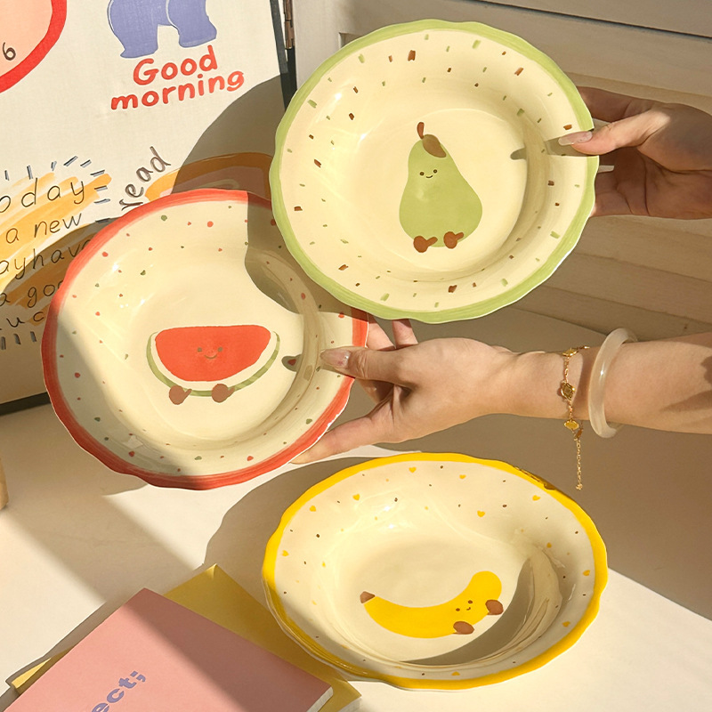 Korean Ins Style Tableware Popular Plate High-Value Cake Plate Breakfast Plate Household Fruit Plate Dessert Plate Plate