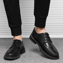冬季休闲皮鞋男商务正装黑色新郎结婚鞋子青年英伦尖头西装小皮鞋