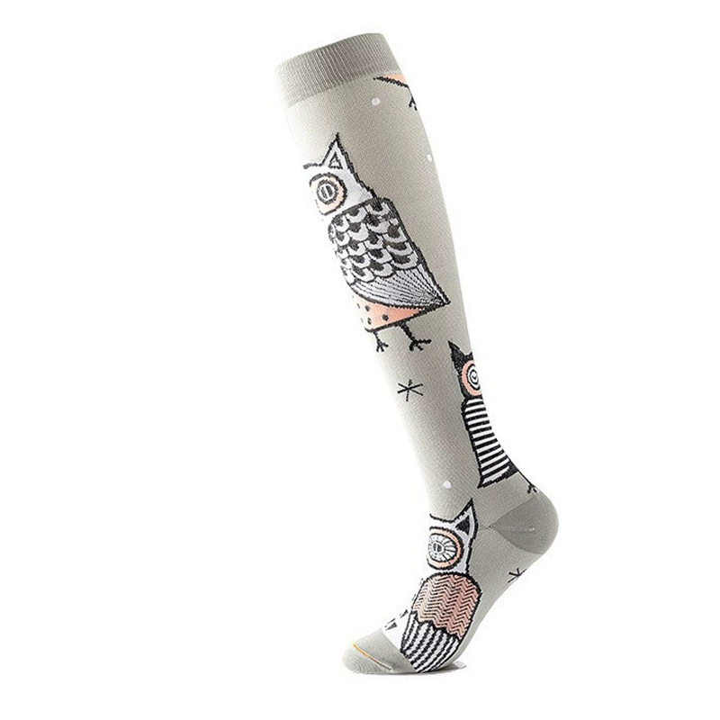 Compression Running Socks, Unisex Jacquard Knee-High Socks, Multiple Patterns, S/M & L/XL