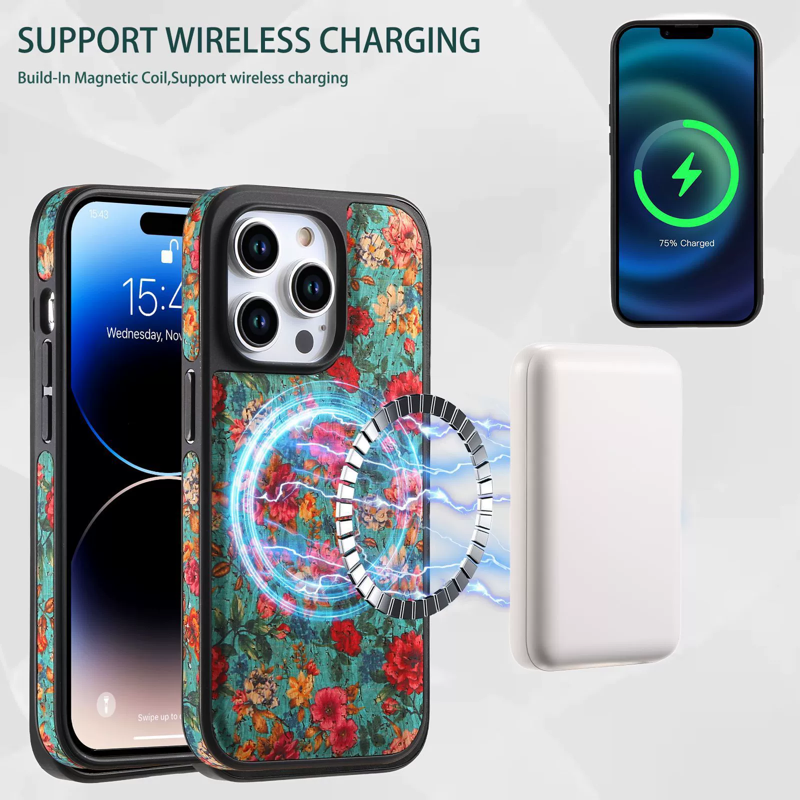 Совместимый iphone16 pro, материал, мобильный телефон, чехол, держатель для карт