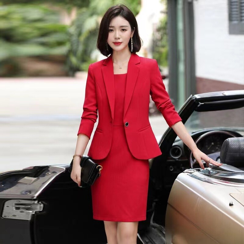 Professional women's suit dress, new autumn and winter long-sleeve blazer, elegant slim-fit dress, two-piece workwear set Professional women's suit dress, new autumn and winter long-sleeve blazer, elegant slim-fit dress, two-piece workwear set