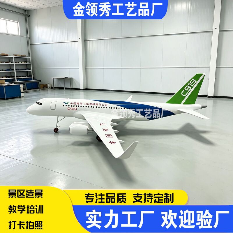 C919 large aircraft model, aviation learning center science museum decoration, 1:1 COMAC passenger aircraft science education prop