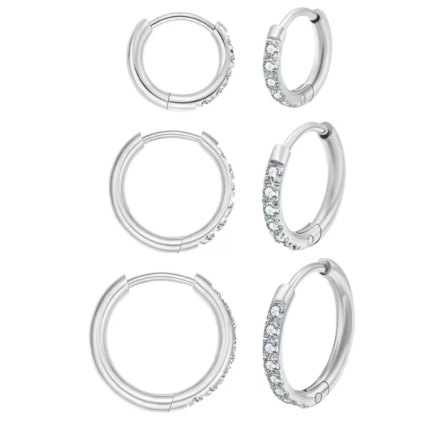 Round wire earrings with diamonds earrings titanium steel earrings golden simple all-match earrings earrings cross-border hot selling manufacturers direct supply