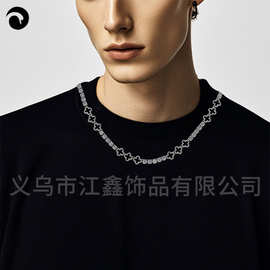 新款时尚潮酷饰品潮流四叶草锆石网球链小众设计高级时尚感锁骨链