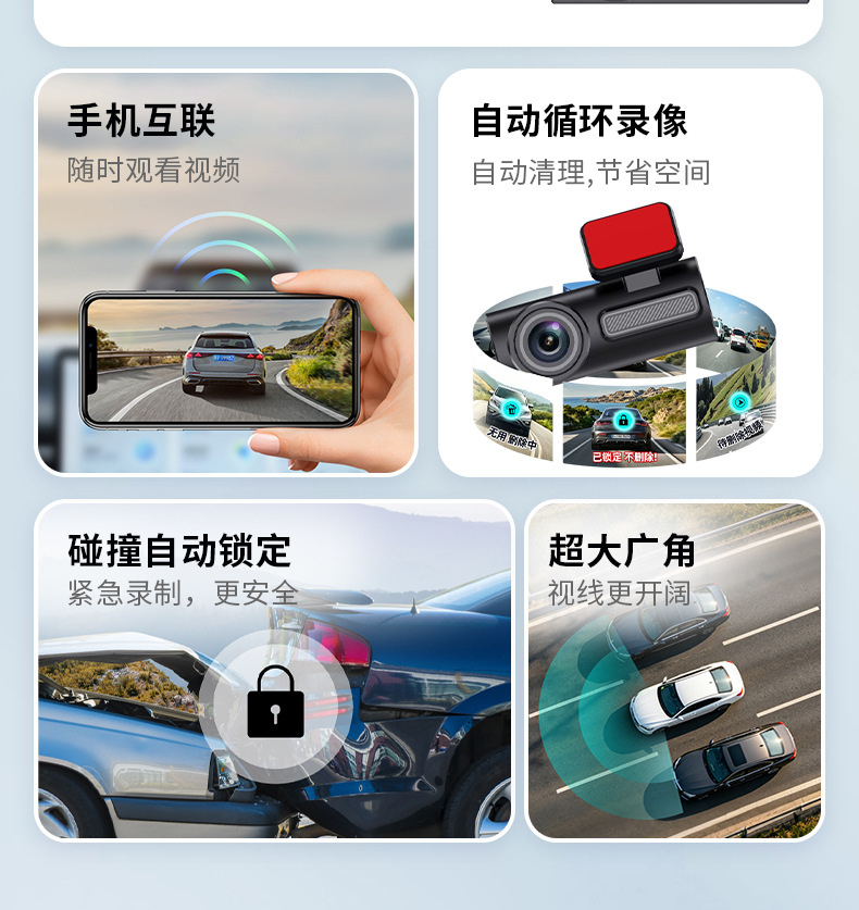 1080P HD Mini Dashcam with Night Vision Enhancement for Parking Monitoring in Car