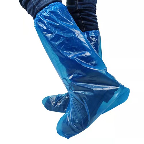 Thickened long tube waterproof plastic PE rain boots rafting rainy day outdoor rain shoe covers breeding farm disposable boot covers wholesale