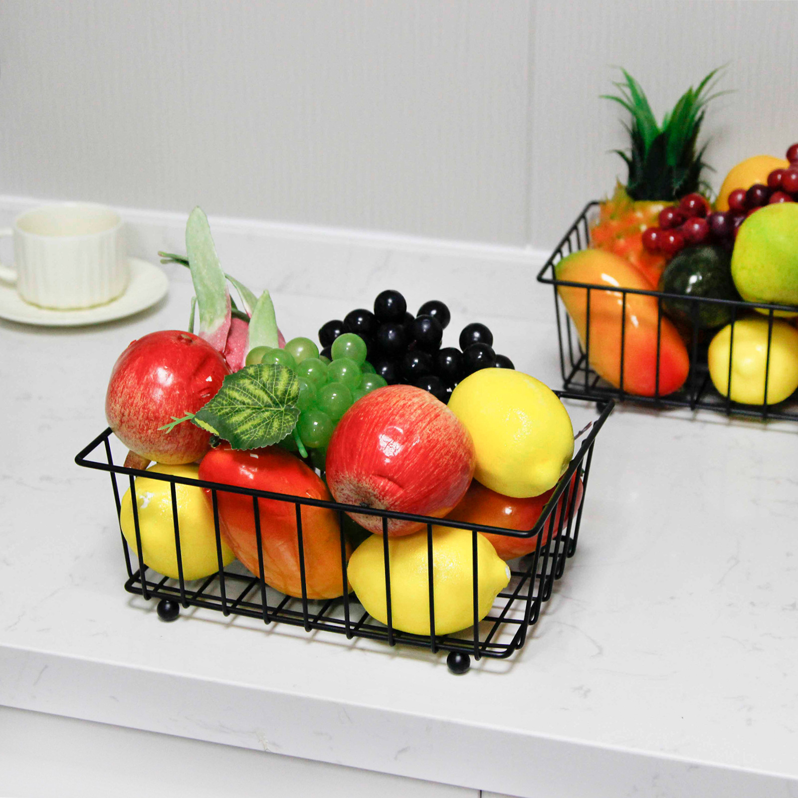 Hierro de doble capa cesta de fruta sala de estar hogar extraíble fruta placa escritorio merienda fruta seca multi-capa almacenamiento cocina almacenamiento cesta