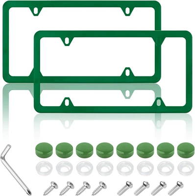 License plate holder/license plate holder: Square Holes and Thin Edges American - 4-holes-green-price-per-piece