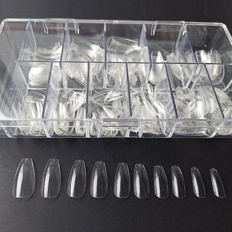 2022 nail art French nail piece full cover almond shape fake soft gel nail tip 500 PCs boxed nail piece