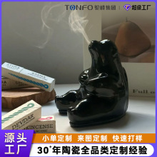 北极熊陶瓷熏香炉定制中式创意书房茶室内焚香禅韵檀香炉香托摆件