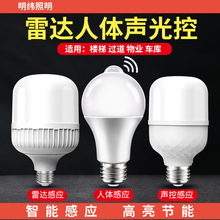 智能感应灯声控灯人体雷达红外线楼道楼梯走廊过道声光控家用灯泡