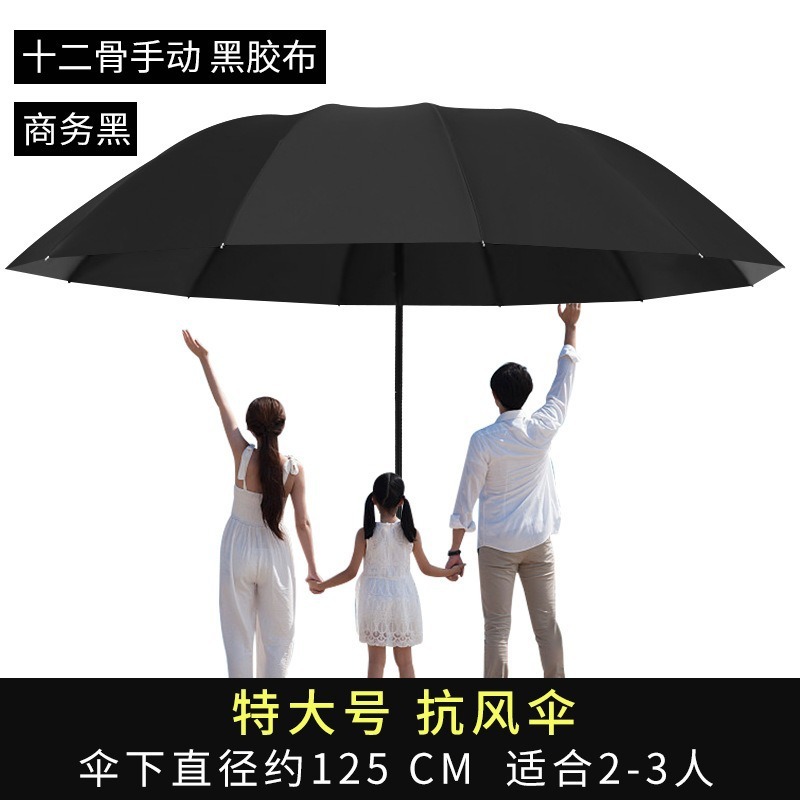 雨伞大号超大男女双人手动晴雨两用加大加固学生折叠加厚遮阳黑胶|undefined