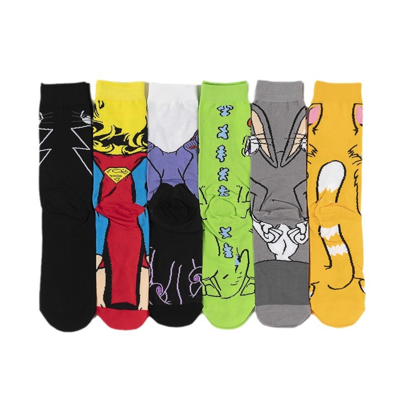 Mujer Maravilla transfronteriza algodón peinado Deadpool Calcetines de conejito de dibujos animados anime calcetines de algodón de media pantorrilla de los hombres