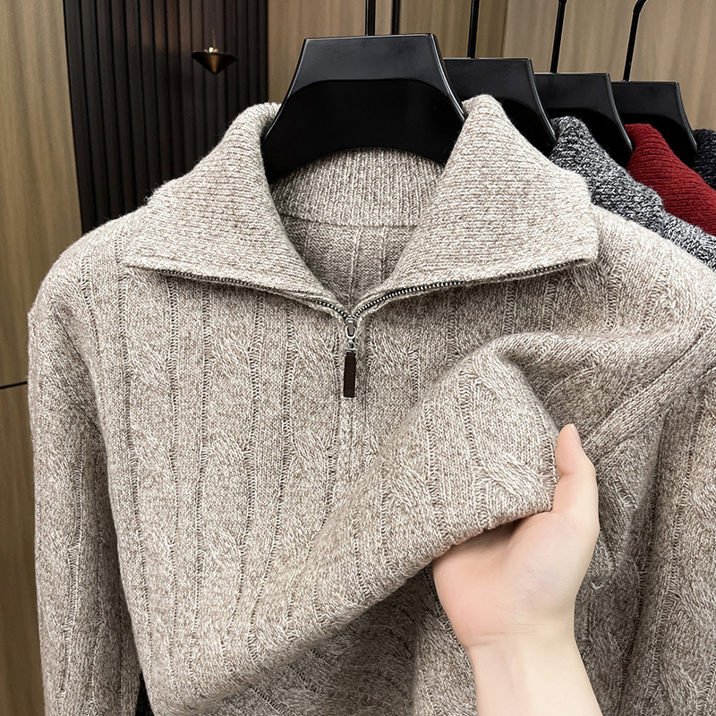 2026 Autumn/Winter New Collection: Men's Mid-Age Wool Blend Long-Sleeve Pullover Sweater, Warm Top, Drop Shipping Available