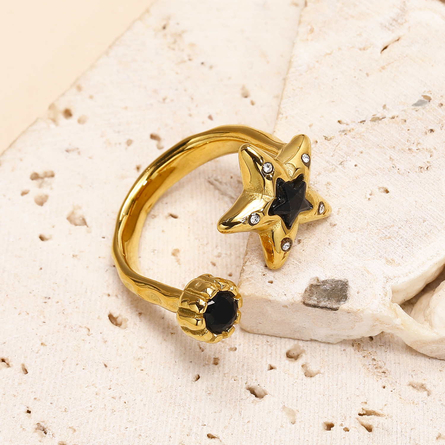 12g Weight Real Gold Plated Plating Material Open Rings Classification One Size Ring Size 1 Piece Quantity Daily Occasion 304 Stainless Steel Material Star Pattern Women's Gender Simple Style Style Waterproof Non Tarnish Craft Real Gold Plated Star 304 Stainless Steel Simple Style Waterproof Non Tarnish Open Rings 9