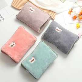 非国标现货跨境专供卡通充电热水袋刺绣熊头可插手暖手宝跨境欧规